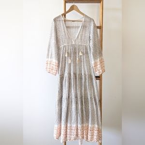 Indian Block Print Cotton Maxi Dress XS